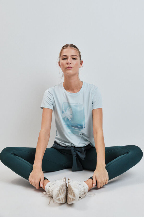 Dash and Stars Playera manga corta panel mesh azul azul