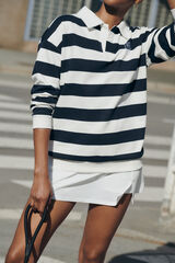 Dash and Stars Sudadera de forro polar 100% algodón con estampado de rayas azul