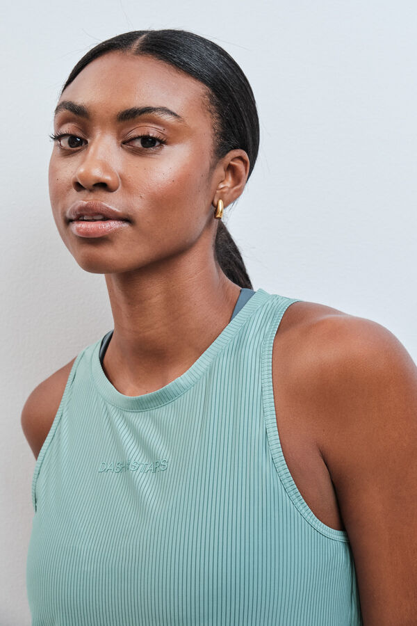 Dash and Stars Playera halter semitransparente verde verde