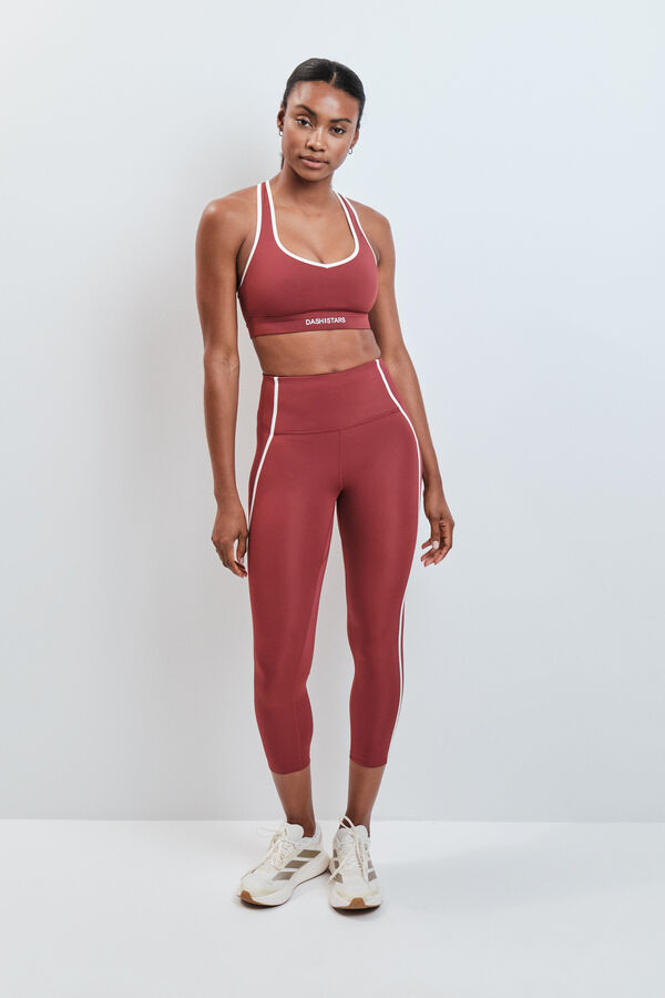 Dash and Stars Leggings crop 4D STRETCH burgundy p&uacute;rpura