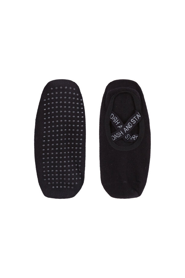 Dash and Stars  Pantufla de ballet de algod&oacute;n negro negro