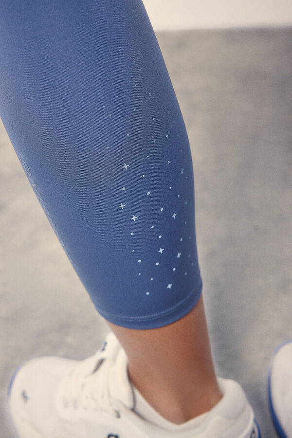 Dash and Stars Leggings 4D STRETCH crop azul azul