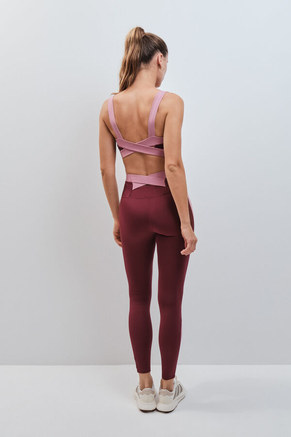 Dash and Stars Leggings largos 4D STRETCH burgundy p&uacute;rpura