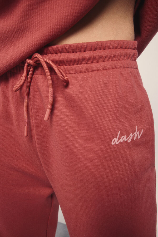 Dash and Stars Pantalón recto felpa piqué granate púrpura