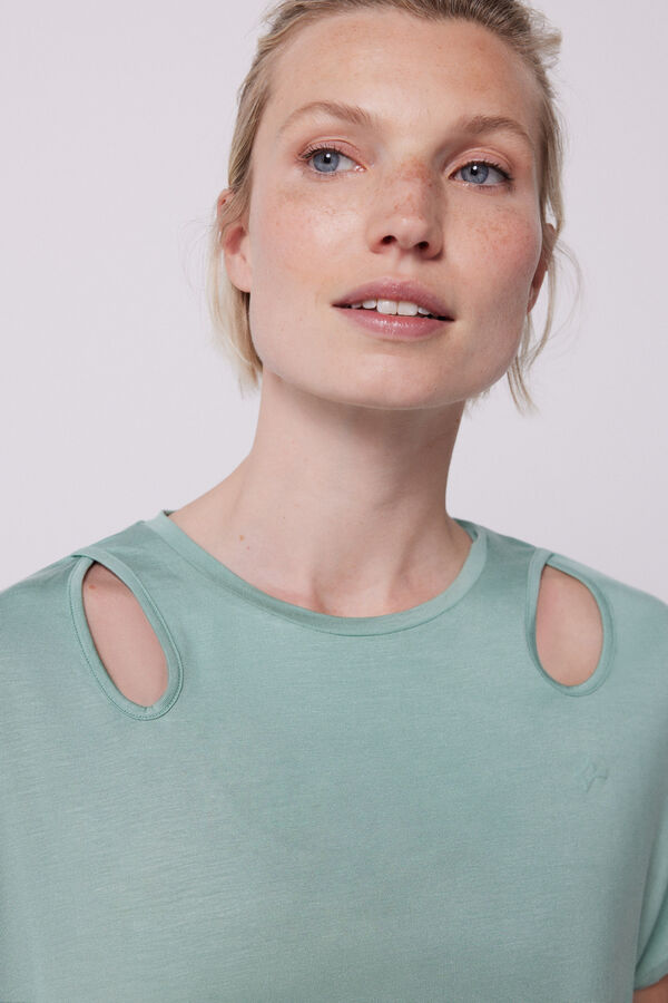 Dash and Stars Camiseta fluida cut outs verde verde