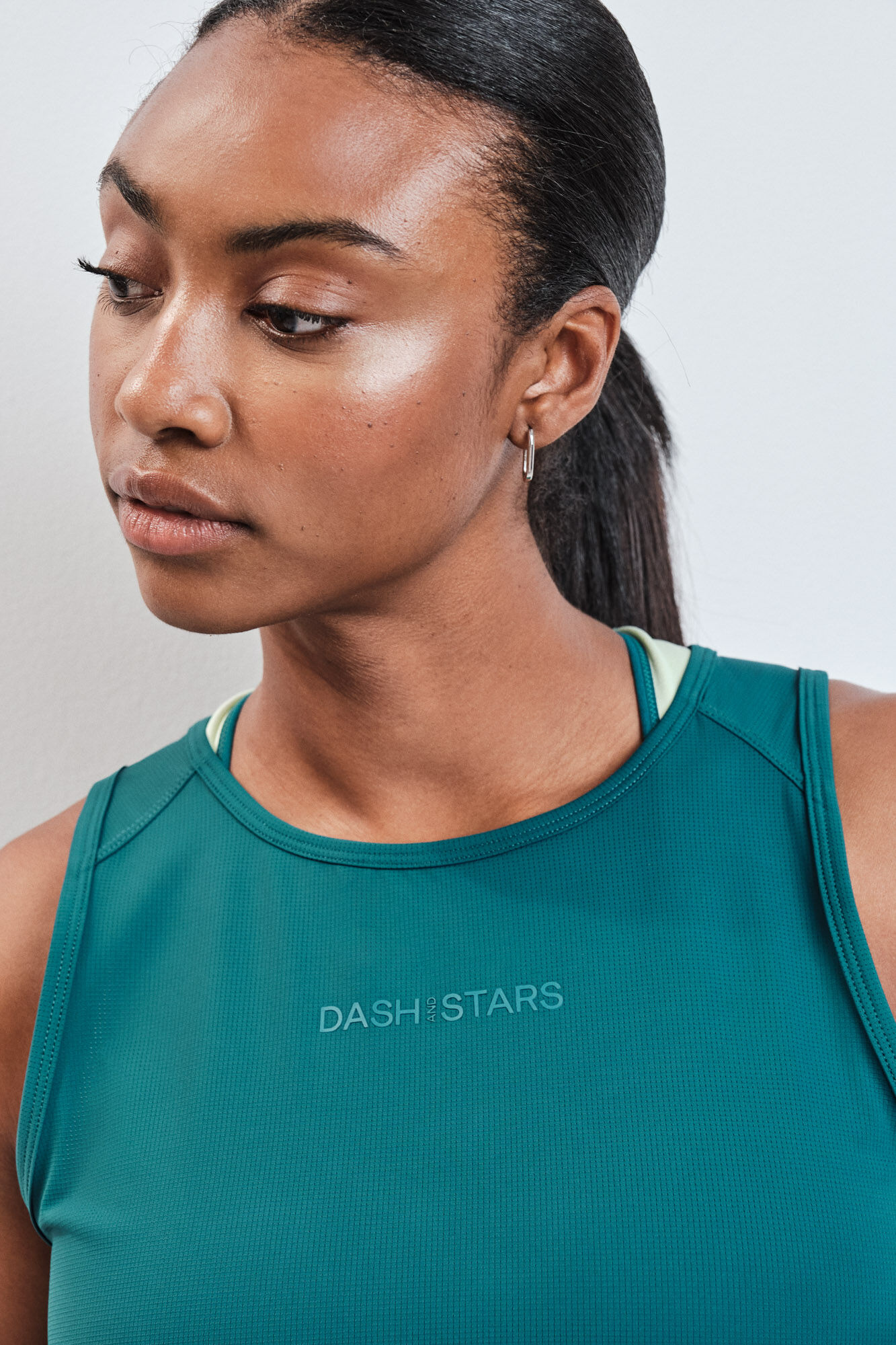 Dash and Stars Playera t&eacute;cnica sin mangas verde