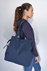 Dash and Stars Bolsa de bolsa de nailon con satinado azul. azul
