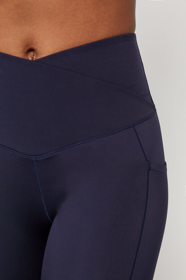 Dash and Stars Leggings crop cintura cruzada 4D Stretch azul