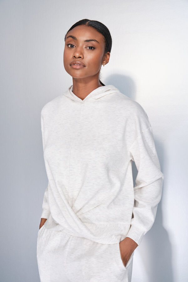 Dash and Stars Sudadera blanca drapeada beige