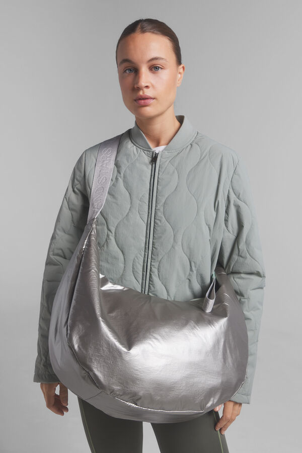 Dash and Stars Bolsa grande t&eacute;cnica suave plateada estampado