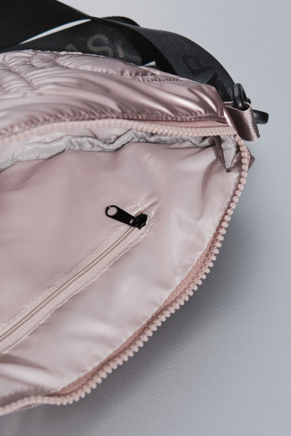 Dash and Stars Bolsa bandolera de nailon rosa metalizado . beige