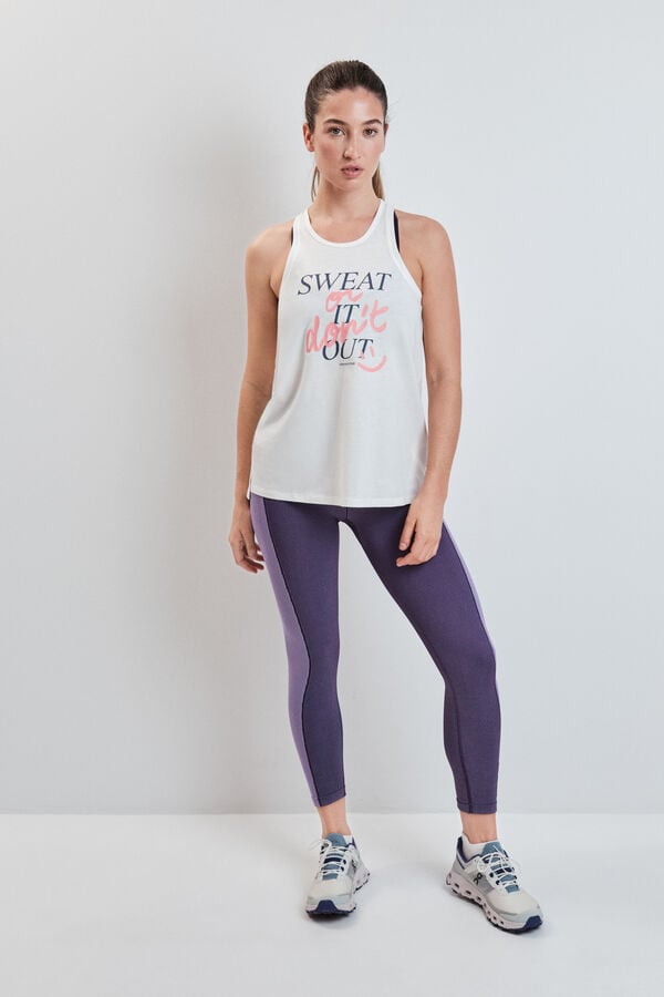 Dash and Stars Playera sin mangas de algod&oacute;n blanco beige