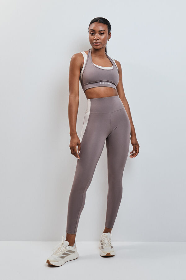 Dash and Stars Leggings largos 4D STRETCH contraste marr&oacute;n nude