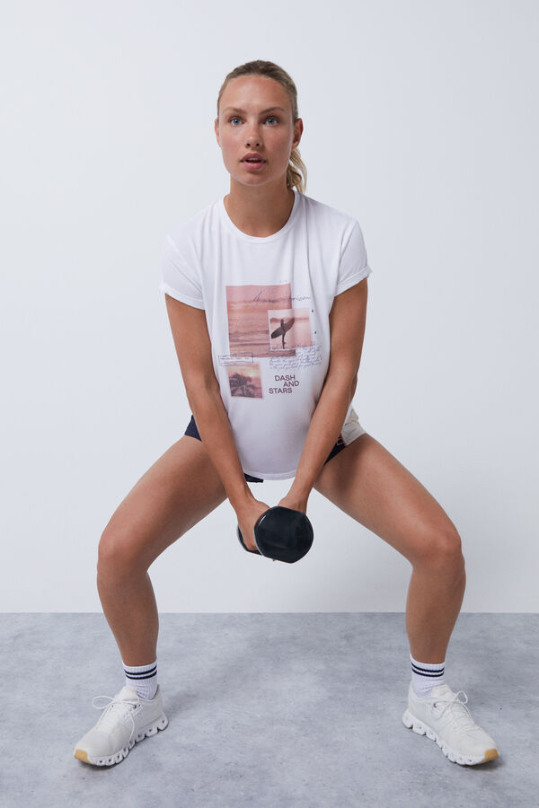Dash and Stars Camiseta fluida modal beige