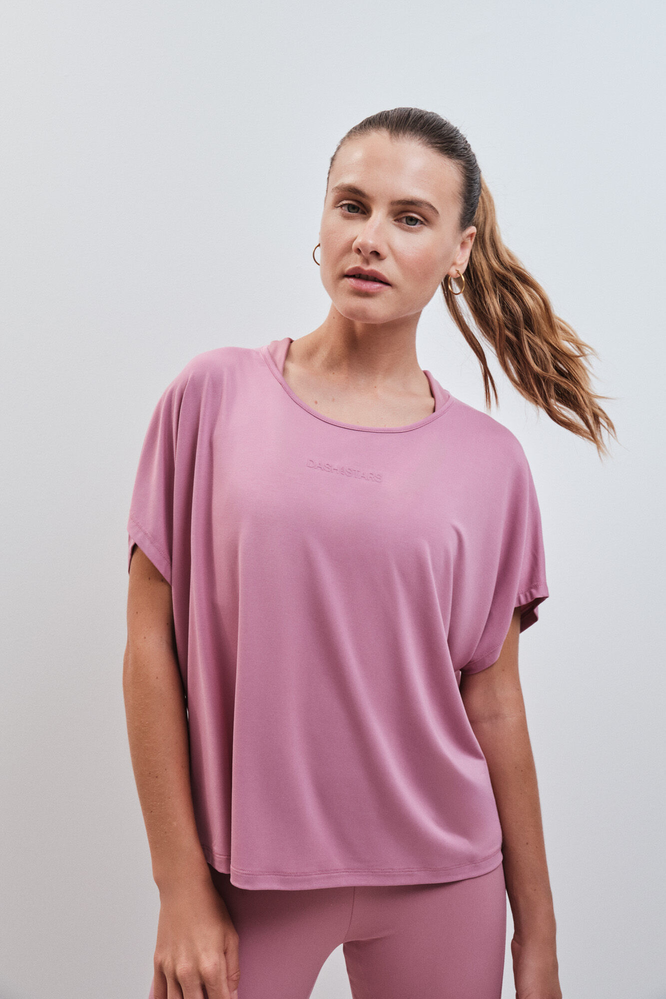 Dash and Stars Playera manga corta de modal rosa