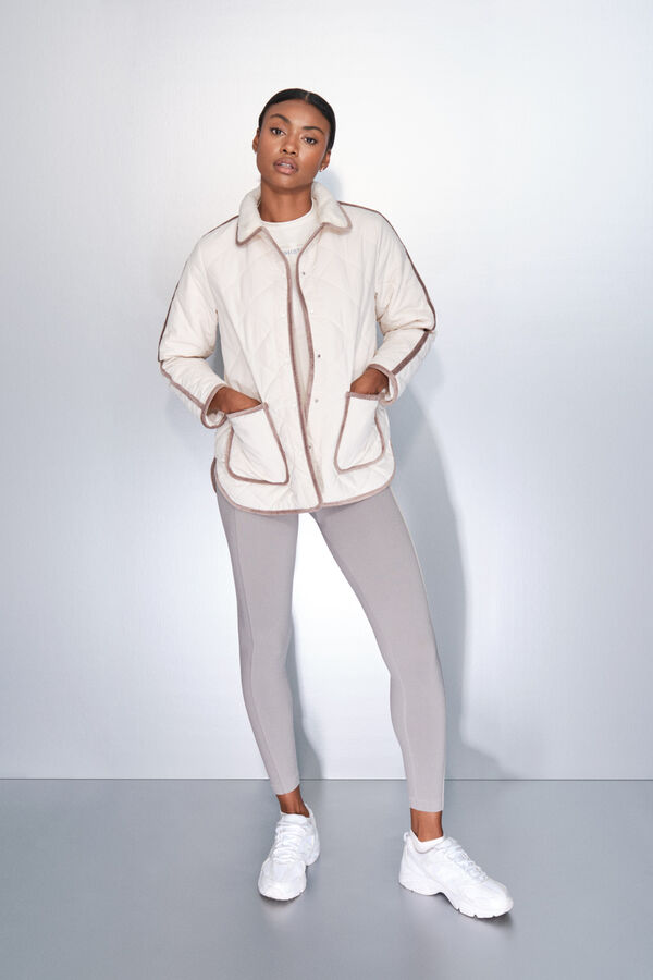 Dash and Stars Chamarra acolchada de rombos beige beige