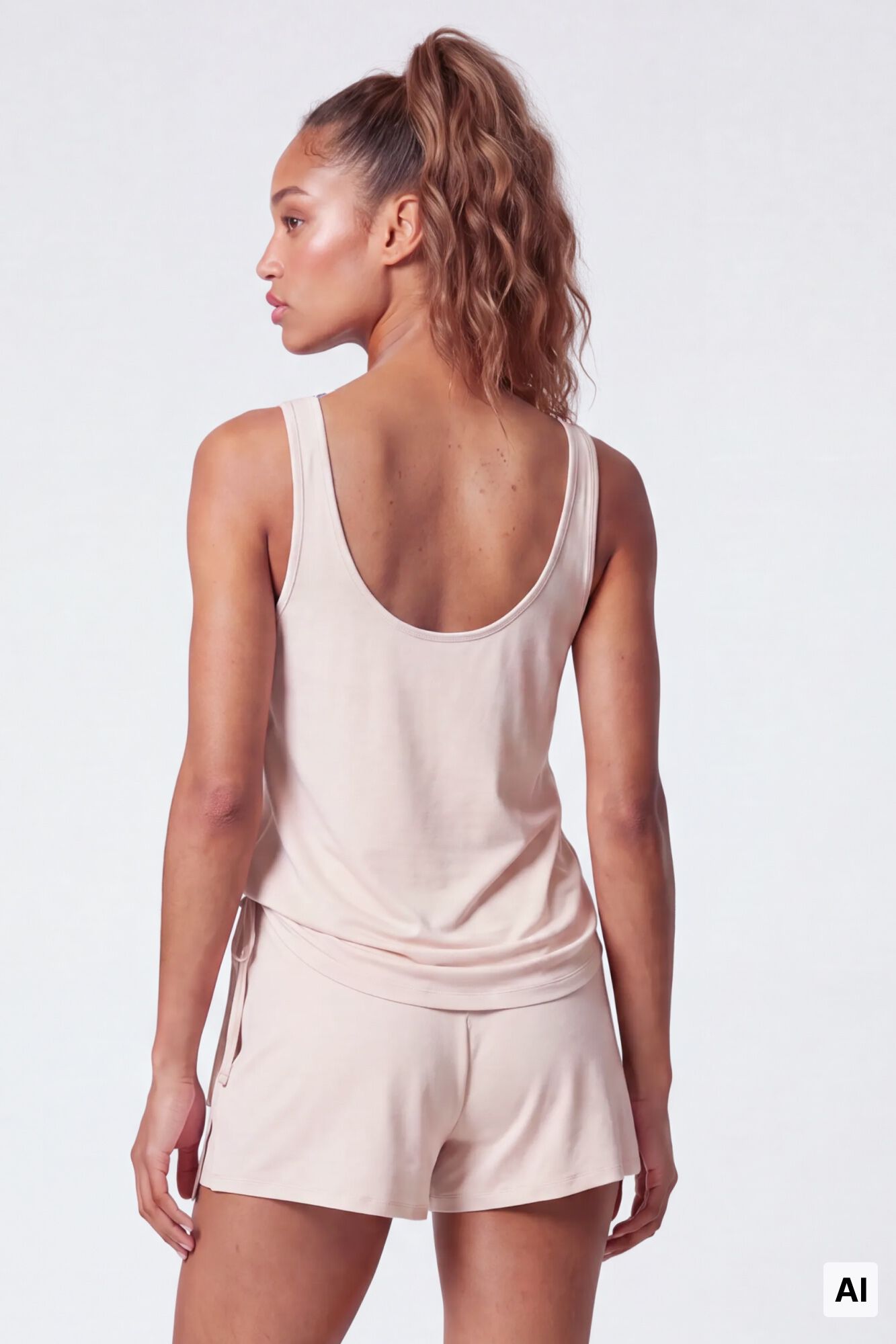 Dash and Stars Falda short fluida beige
