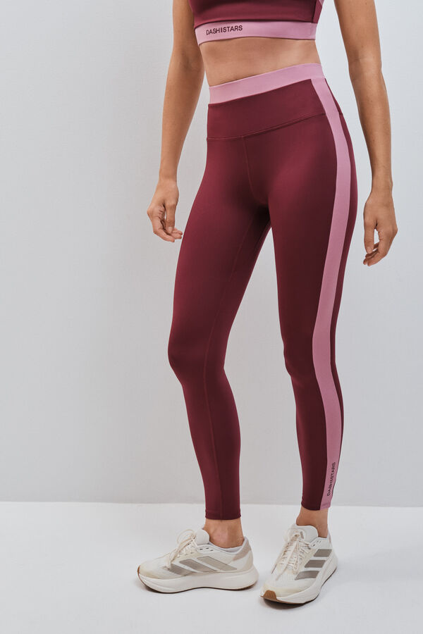 Dash and Stars Leggings largos 4D STRETCH burgundy p&uacute;rpura