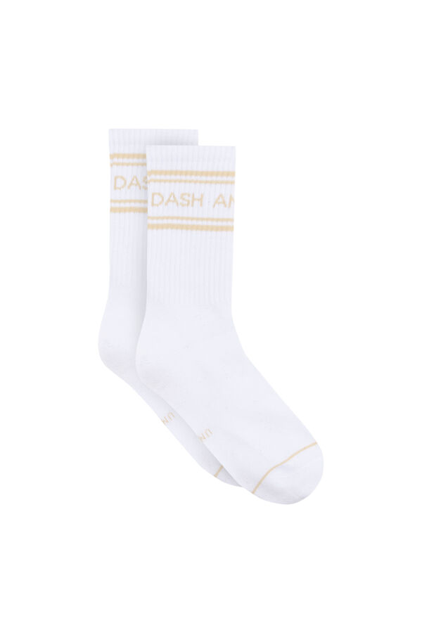 Dash and Stars Pack 3 calcetines largos de algod&oacute;n con logo beige