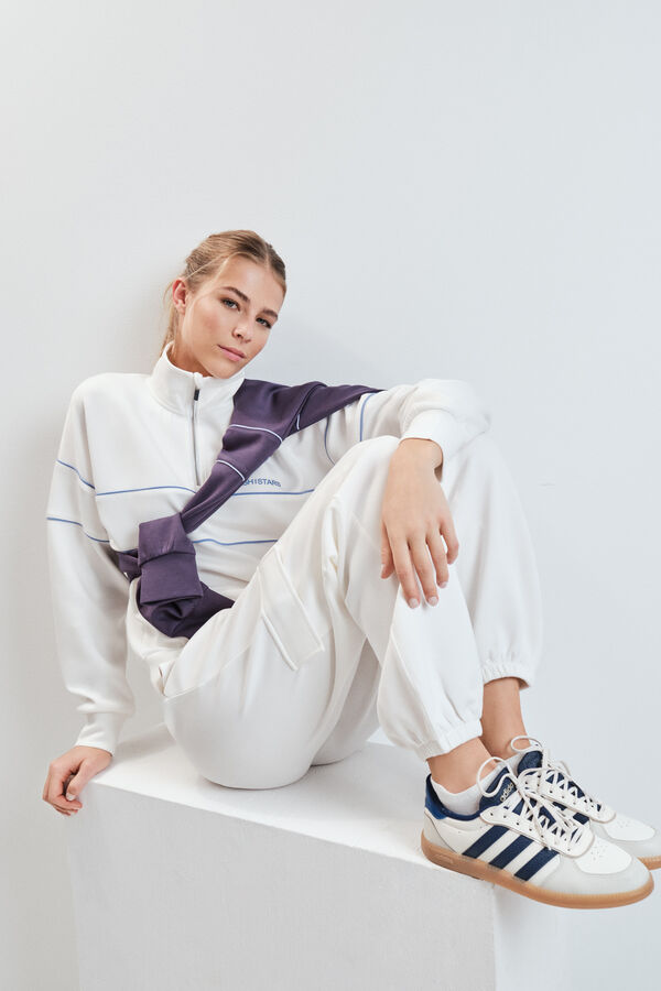 Dash and Stars Pantal&oacute;n largo ancho blanco beige