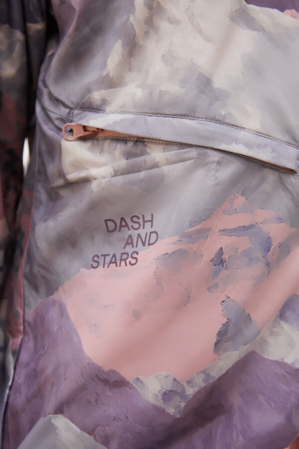 Dash and Stars Chamarra impermeable reversible rosa estampado