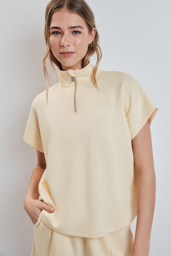 Dash and Stars Sudadera de manga corta de viscosa suave amarilla amarillo