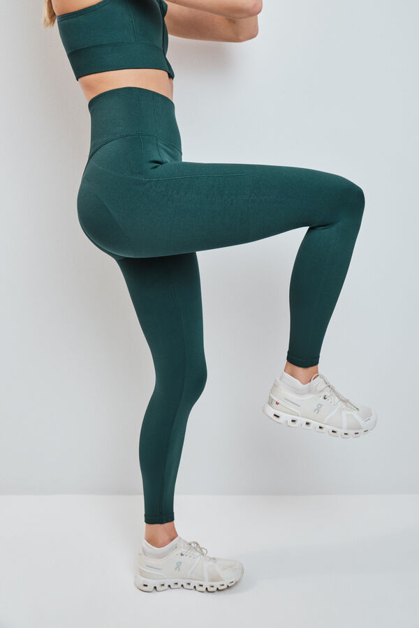 Dash and Stars Leggings de ajuste sin costuras verde verde
