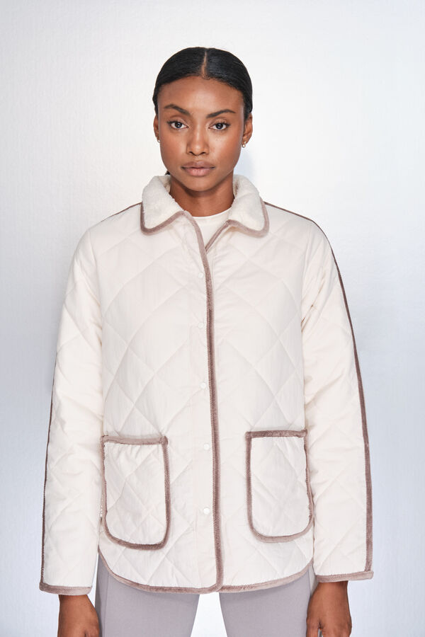 Dash and Stars Chamarra acolchada de rombos beige beige