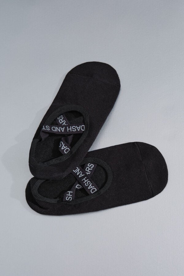Dash and Stars  Pantufla de ballet de algodón negro negro