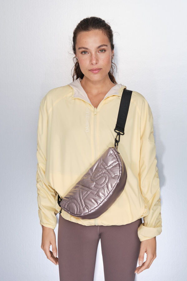 Dash and Stars Bolsa bandolera de nailon rosa metalizado . beige