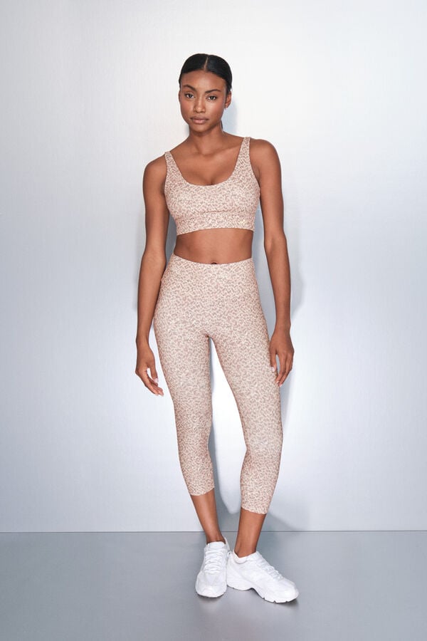 Dash and Stars Pantalón legging blancos con estampado animal 4D STRETCH beige