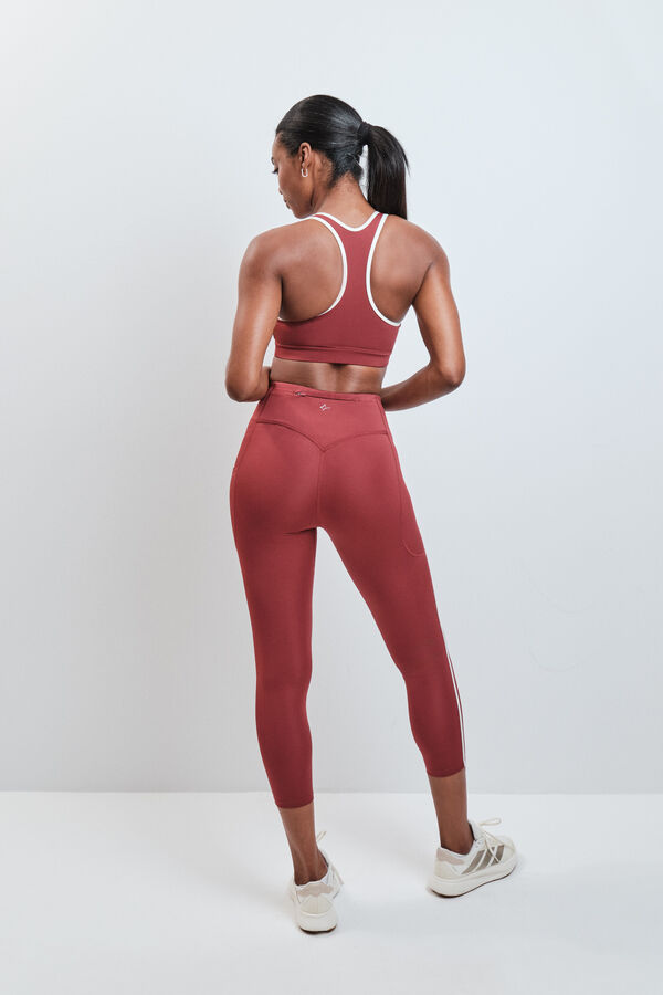 Dash and Stars Leggings crop 4D STRETCH burgundy p&uacute;rpura