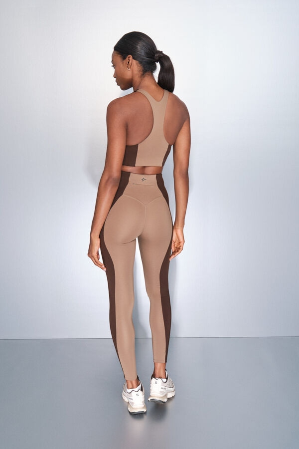 Dash and Stars Pantalón legging con bloques de color 4D STRETCH café