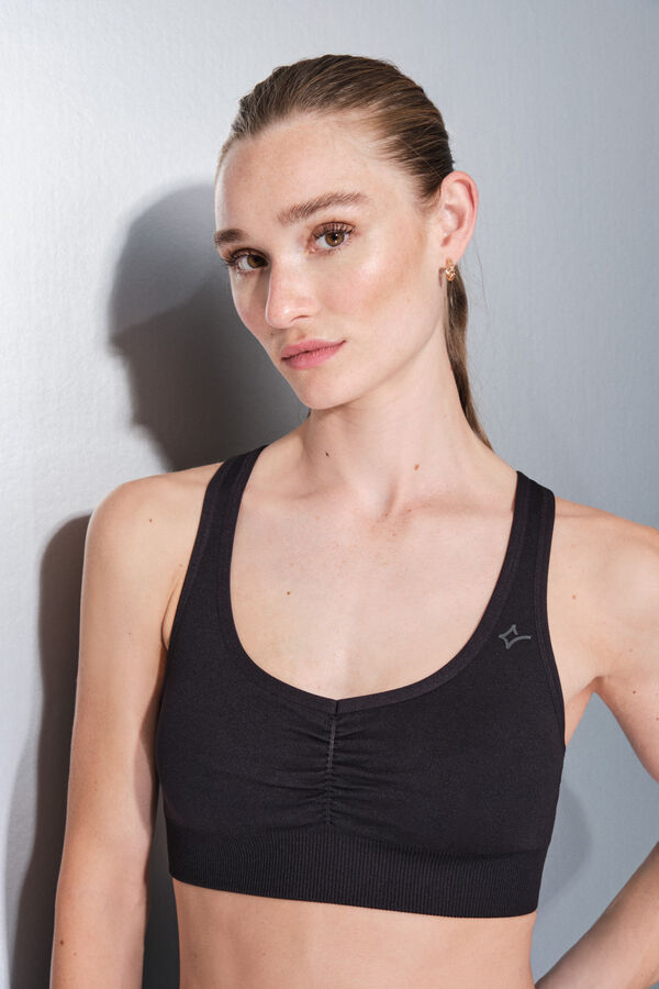 Dash and Stars Brasier deportivo negro SIN COSTURAS FIT negro