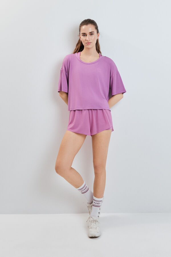 Dash and Stars Playera manga corta extra suave rosa rosa