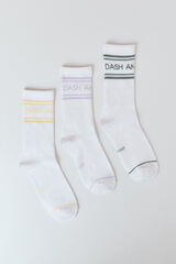 Dash and Stars Pack 3 calcetines largos de algod&oacute;n con logo beige