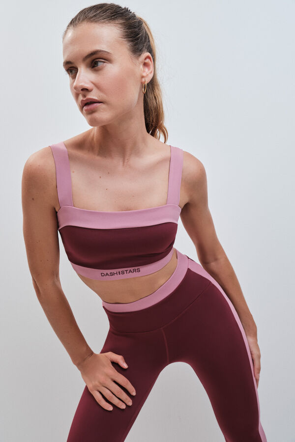 Dash and Stars Brasier deportivo bandeau 4D Stretch burgundy p&uacute;rpura