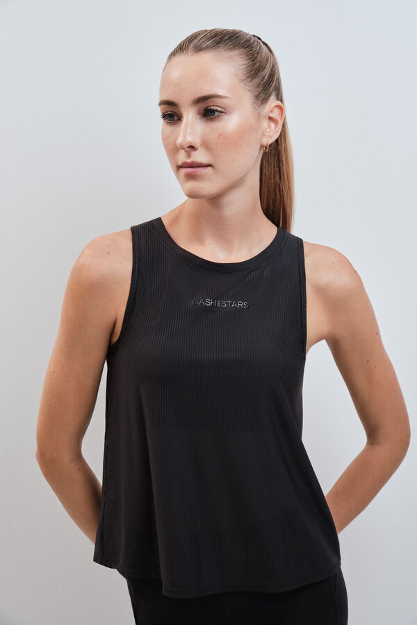 Dash and Stars Playera halter semitransparente negra negro