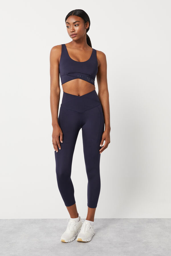 Dash and Stars Leggings crop cintura cruzada 4D Stretch azul