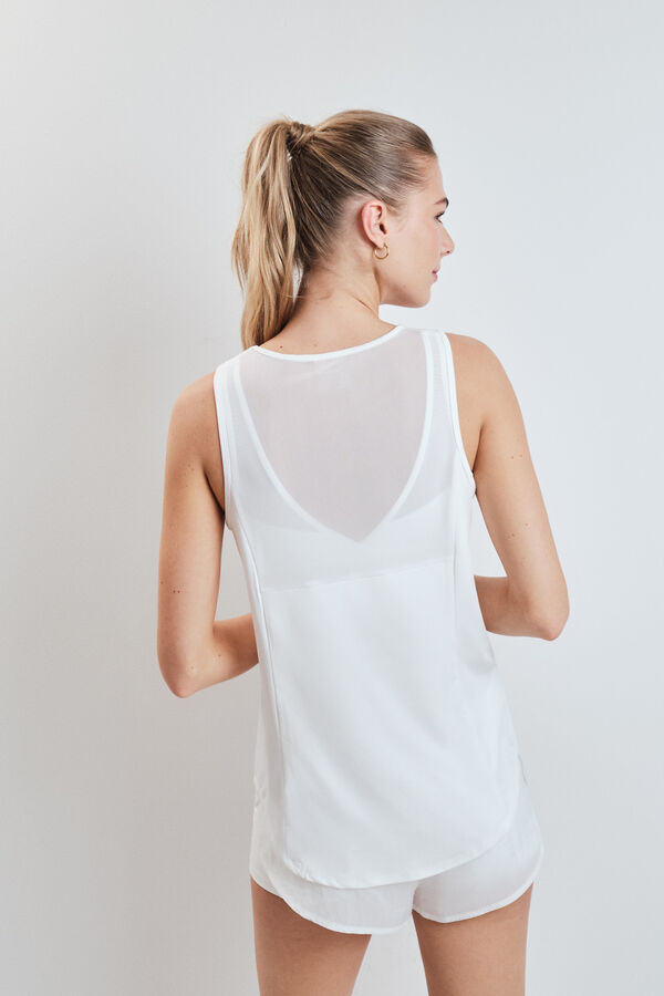 Dash and Stars Playera t&eacute;cnica halter sin mangas blanca blanco