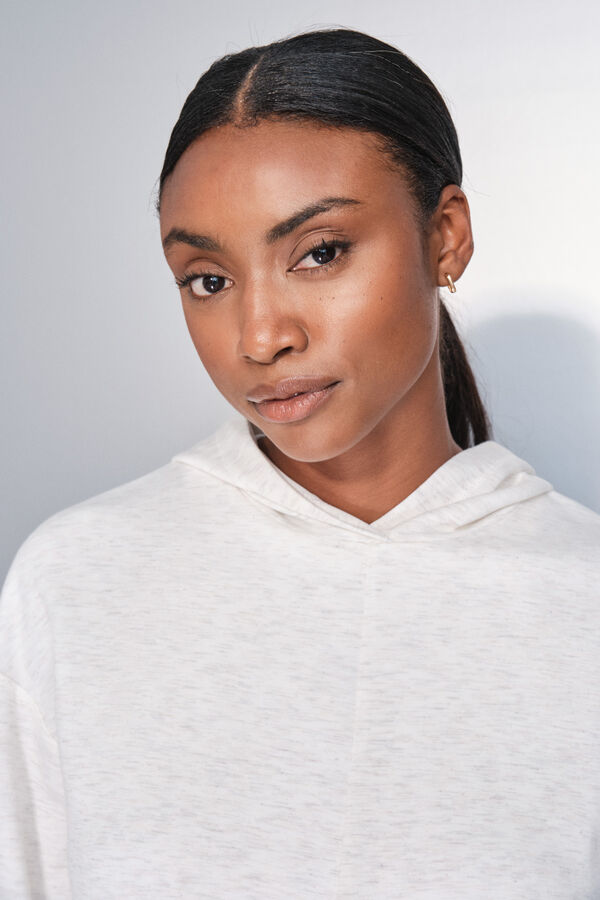 Dash and Stars Sudadera blanca drapeada beige