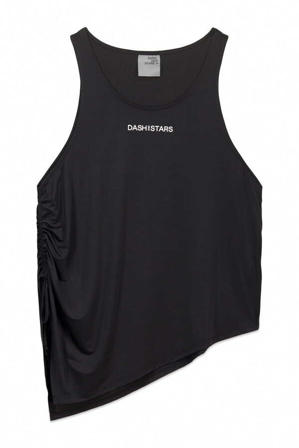 Dash and Stars Playera negra asimétrica con cuello halter negro