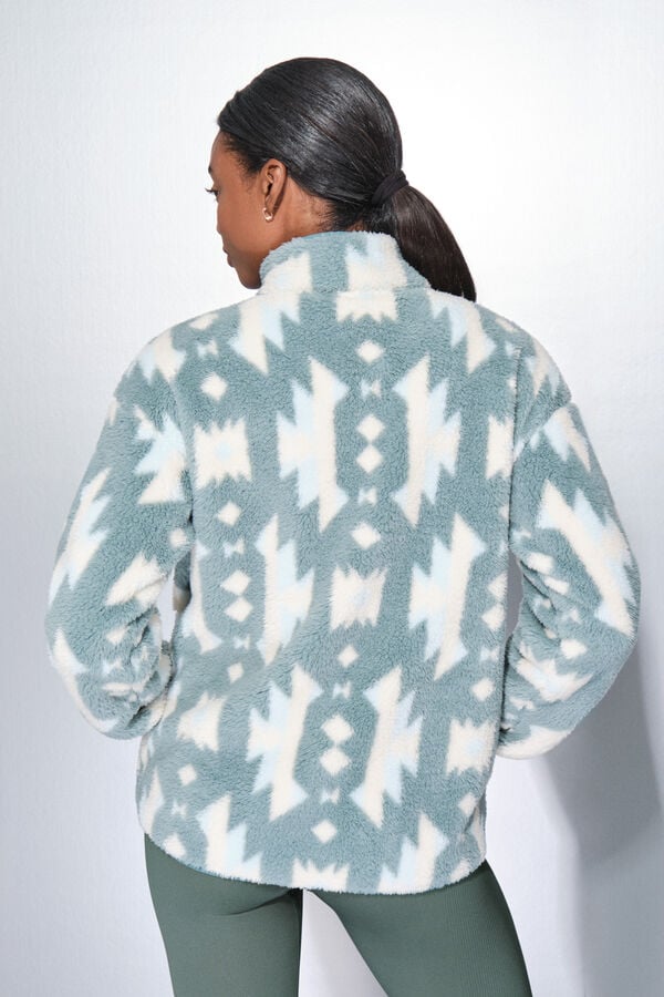 Dash and Stars Sudadera polar verde con cierre verde