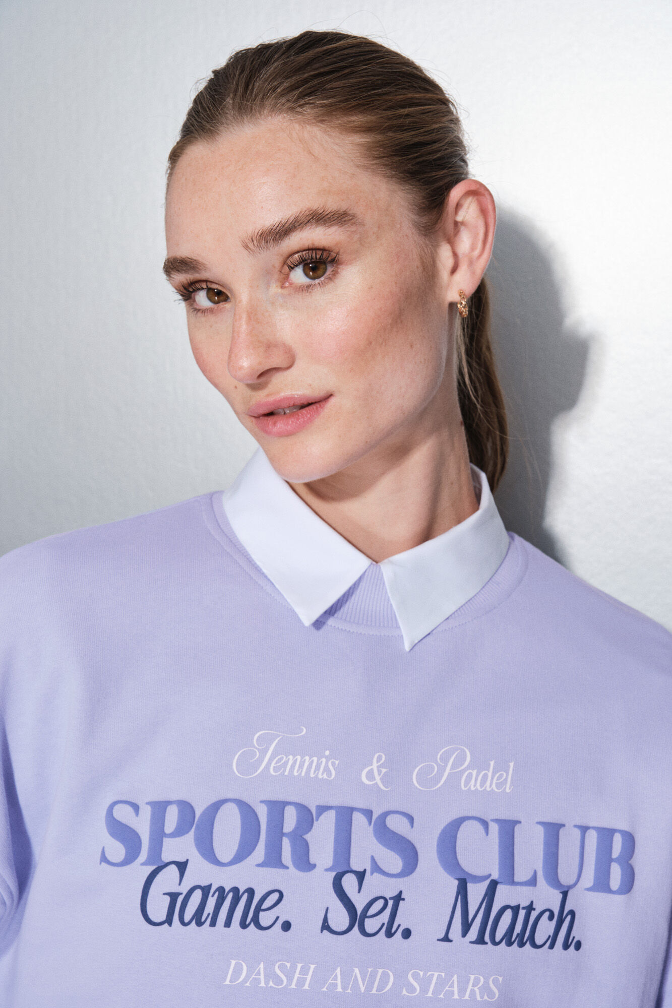 Dash and Stars Sudadera de felpa lila 100% algod&oacute;n