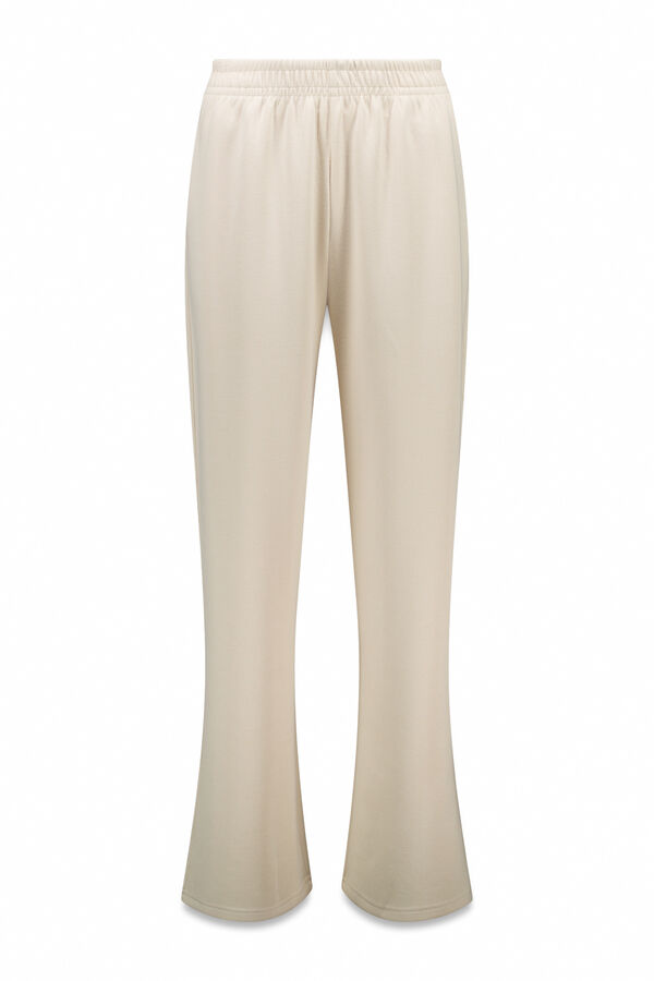 Dash and Stars Pantalón ancho recto de canalé beige café