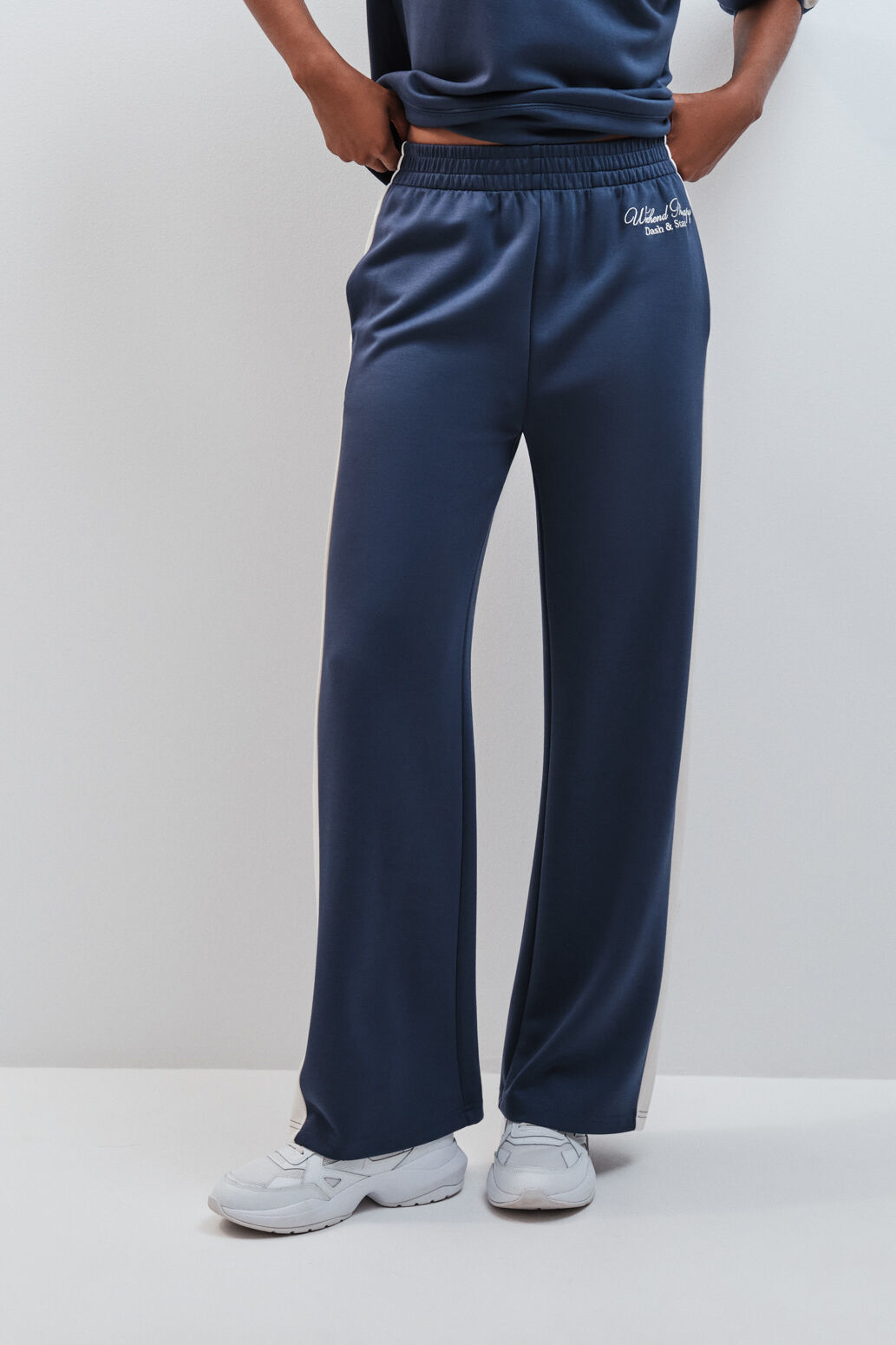 Dash and Stars Pantal&oacute;n largo ancho de tacto suave azul