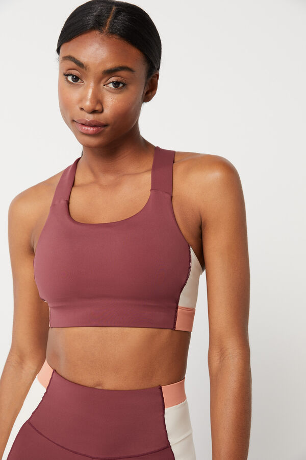 Dash and Stars Sujetador deportivo color block granate 4D Stretch púrpura