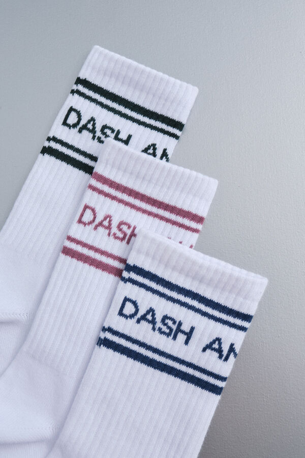 Dash and Stars Calcetines técnicos de algodón negro con logo  blanco