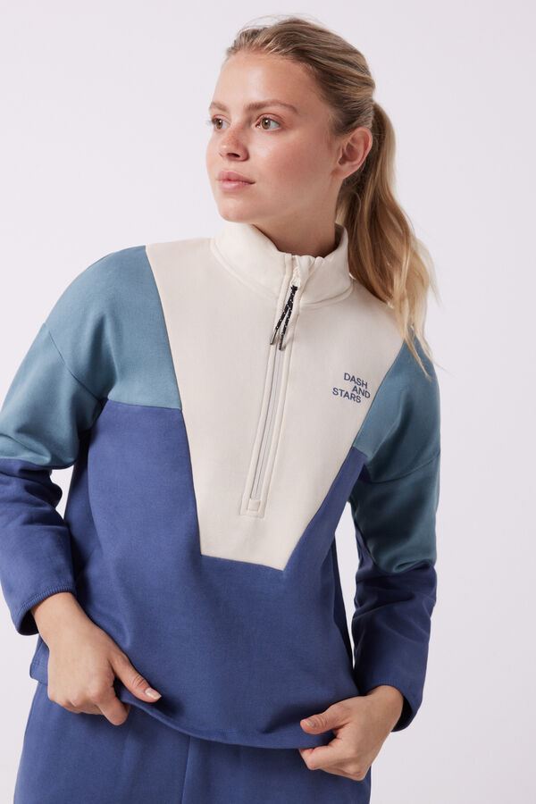 Dash and Stars Sudadera cremallera algodón tricolor azul