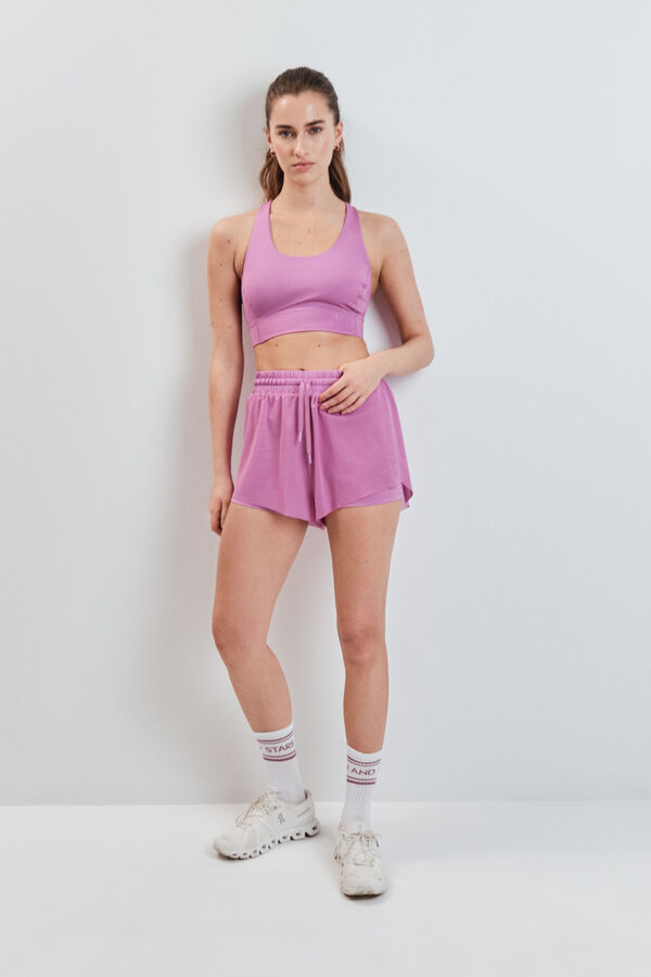 Dash and Stars Short ultra ligero de malla rosa rosa